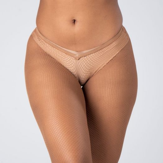 Caramelo Plain Small Weave Fishnets With Adjustable Waist  (One Size)