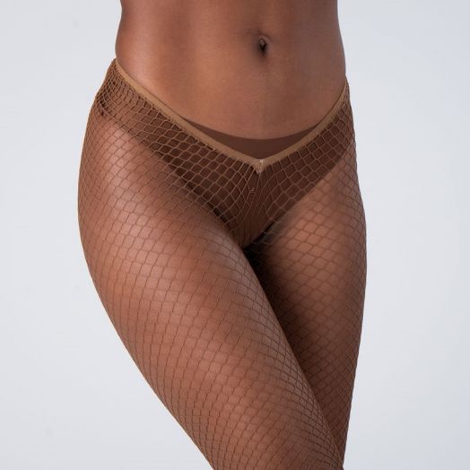 Gentle Brown Plain Big Weave Fishnets With Adjustable Waist  (One Size)