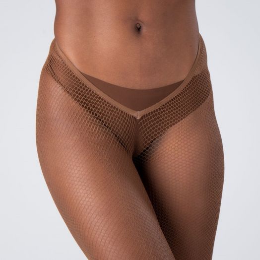 Gentle Brown Plain Small Weave Fishnets With Adjustable Waist  (One Size)