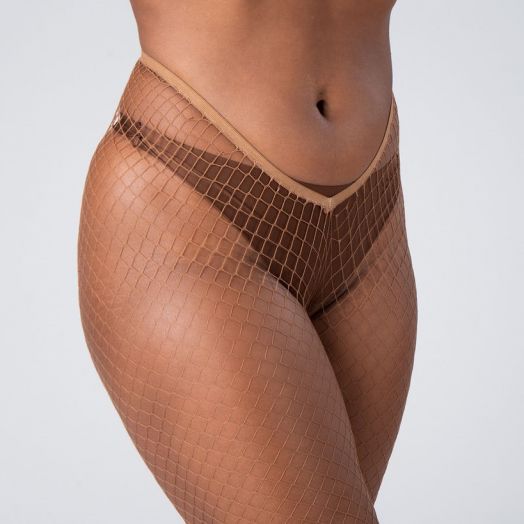 Salmon Plain Big Weave Fishnets With Adjustable Waist  (One Size)