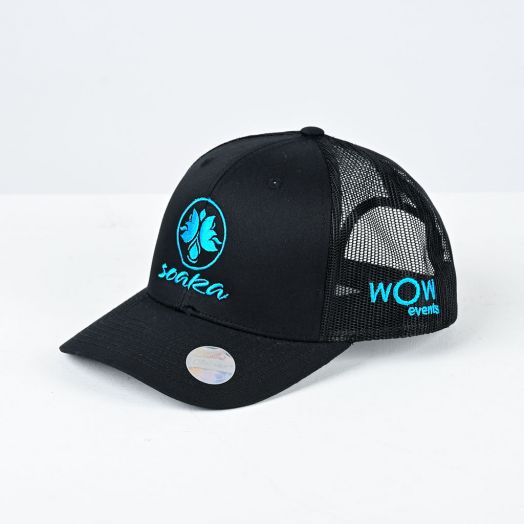Soaka Black Trucker Hat With Blue Logo