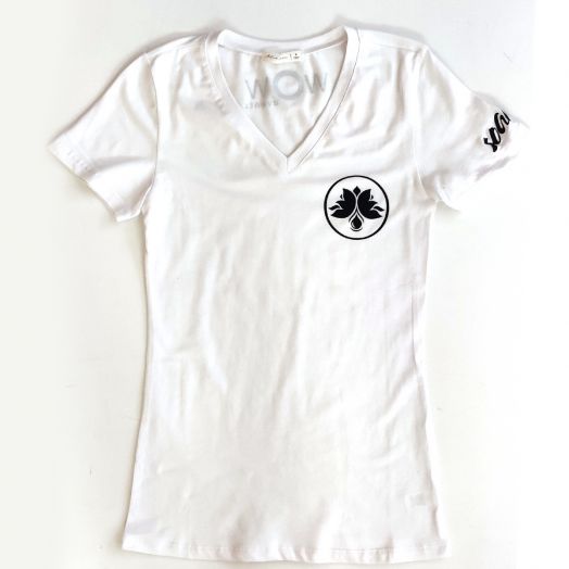 Soaka White V-Neck T-Shirt W/Black Logo