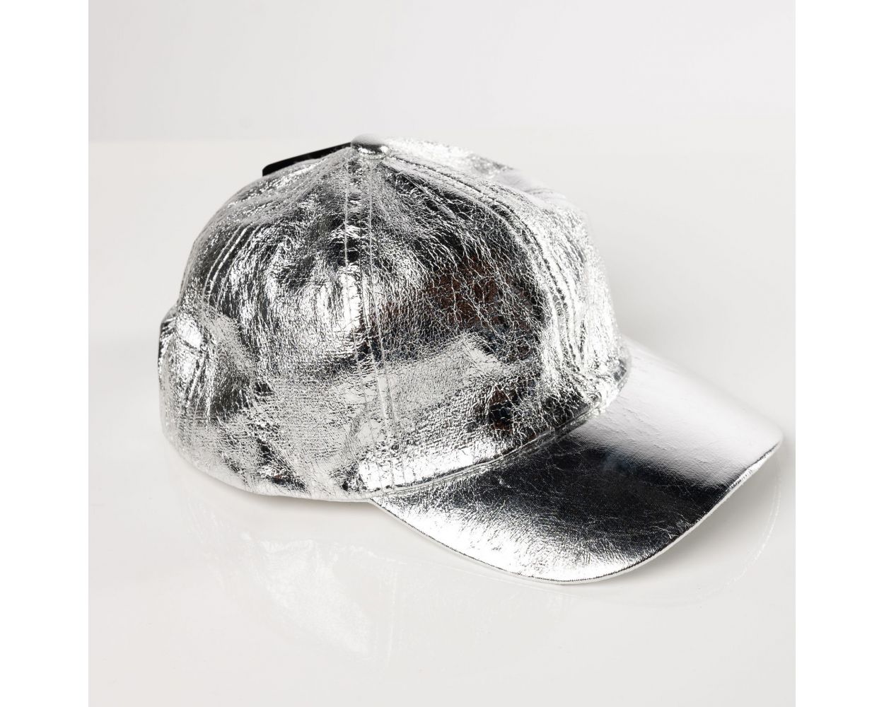 Metallic silver baseball cap best sale