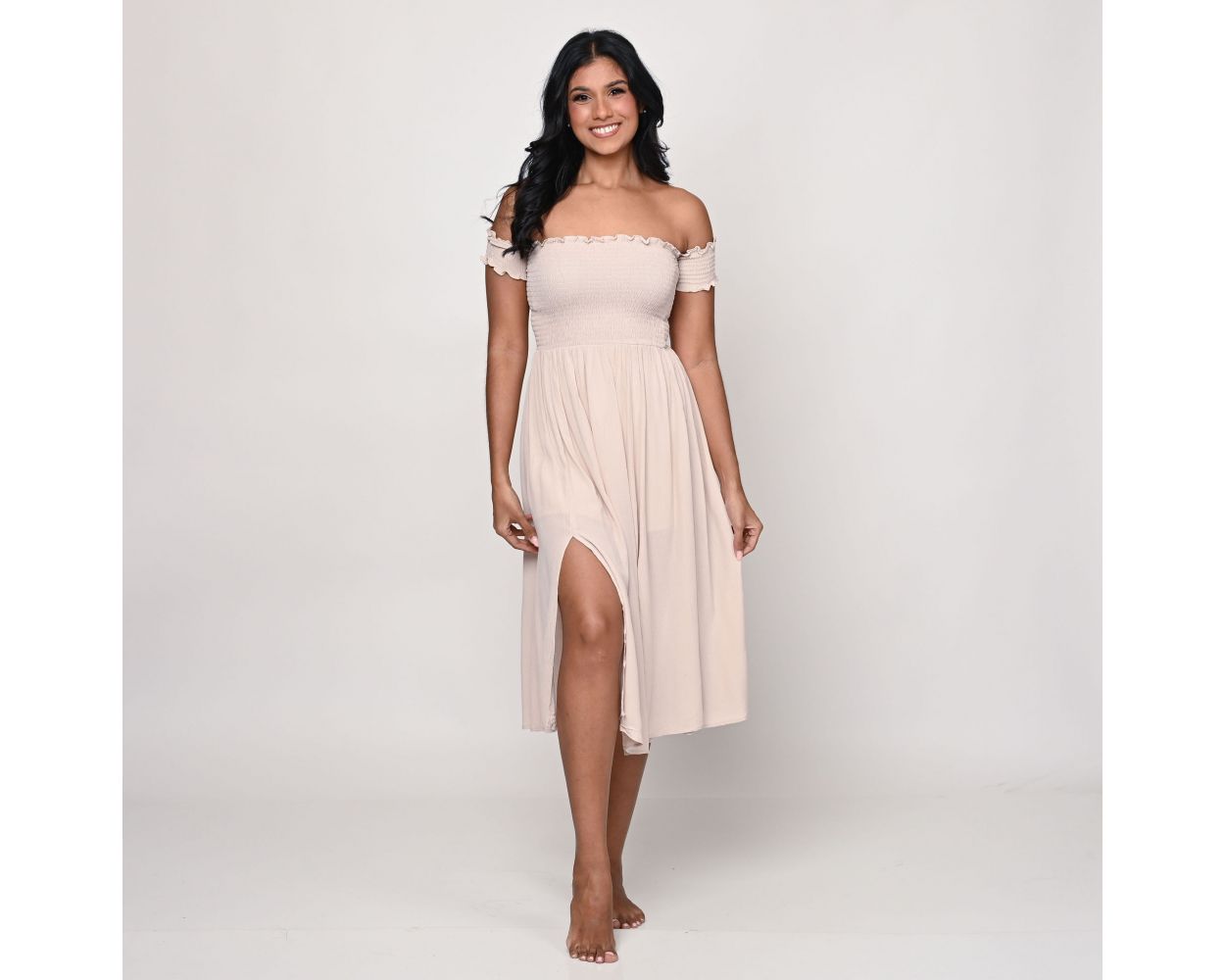 Micles Women s Children s Clothing Off the Shoulder Smocked Maxi Dress New Holiday Collection Online