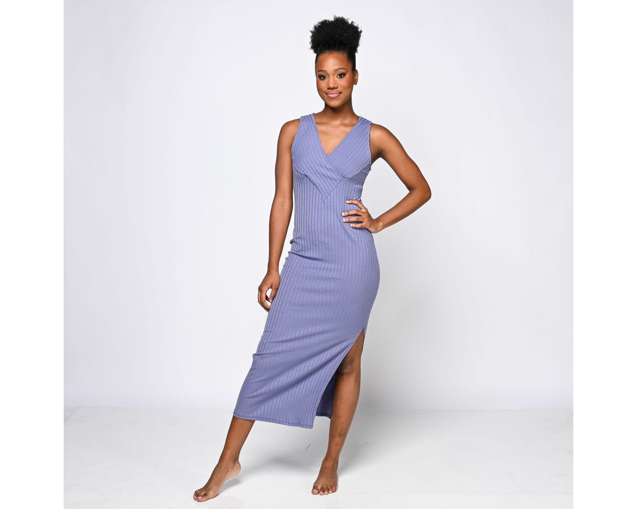 Ribbed knit midi dress top